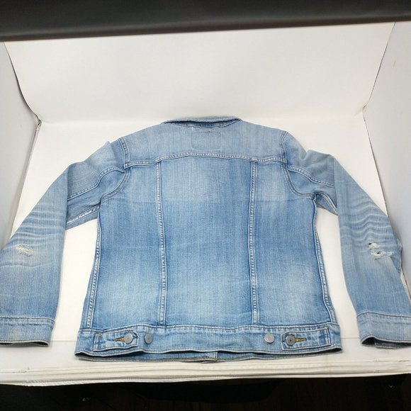 Levi's Distressed Light Fade Wash Button Up Collar Jean Jacket Women's Size M - Picture 6 of 9